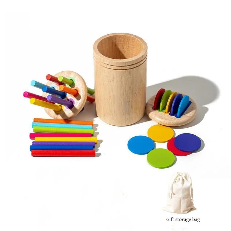 Wooden Color Sorting Toy – Montessori Shape Matching Puzzle