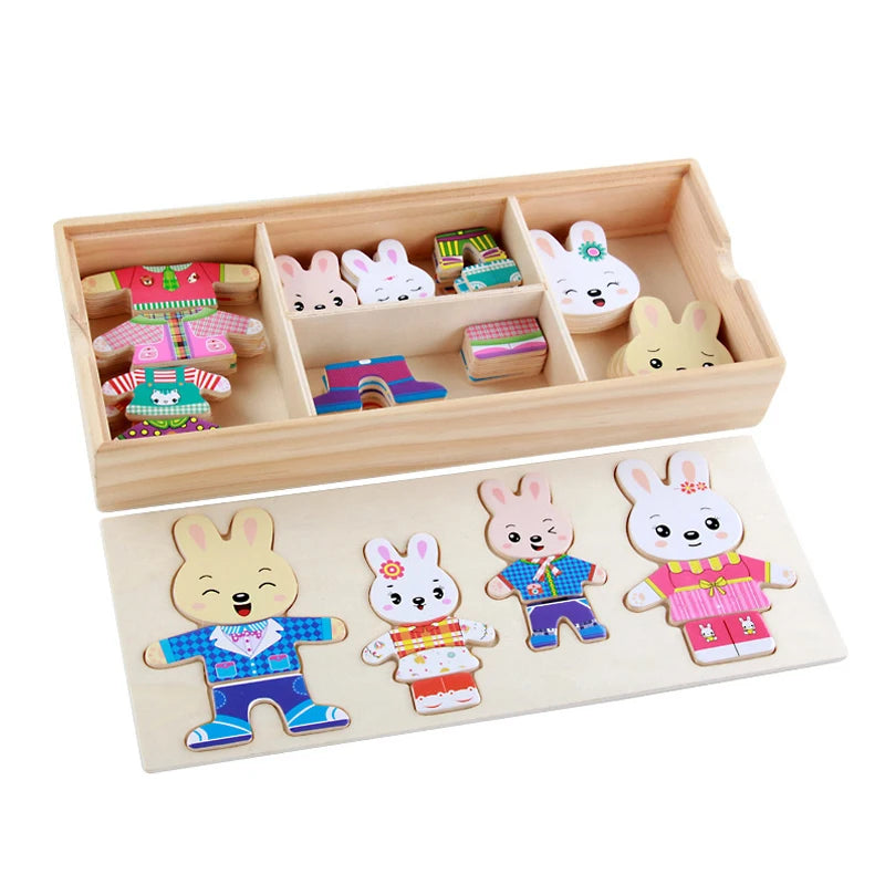 Wooden Dressing Puzzle – Animal Jigsaw Toy