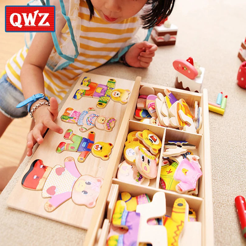 Wooden Dressing Puzzle – Animal Jigsaw Toy