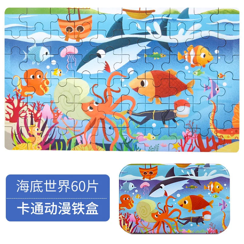 Wooden Jigsaw Puzzle – 60-Piece Animal Toy