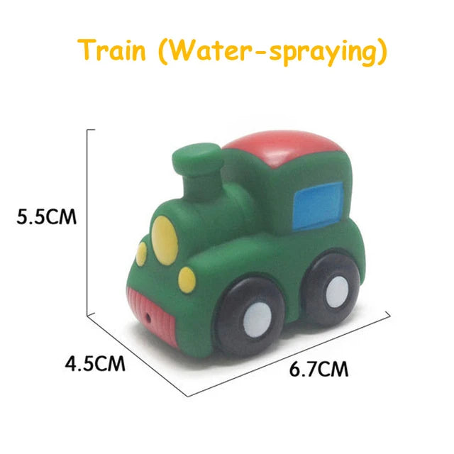 Bath Toy Swimming Water Toys Cartoon Soft Rubber Car Boat Plane Float Squeeze Sound Water Spray Kids Water Play Toys Gifts