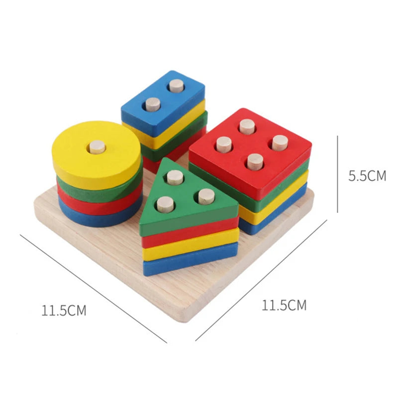 Wooden Shape Sorting Toy – Montessori Color Matching Puzzle