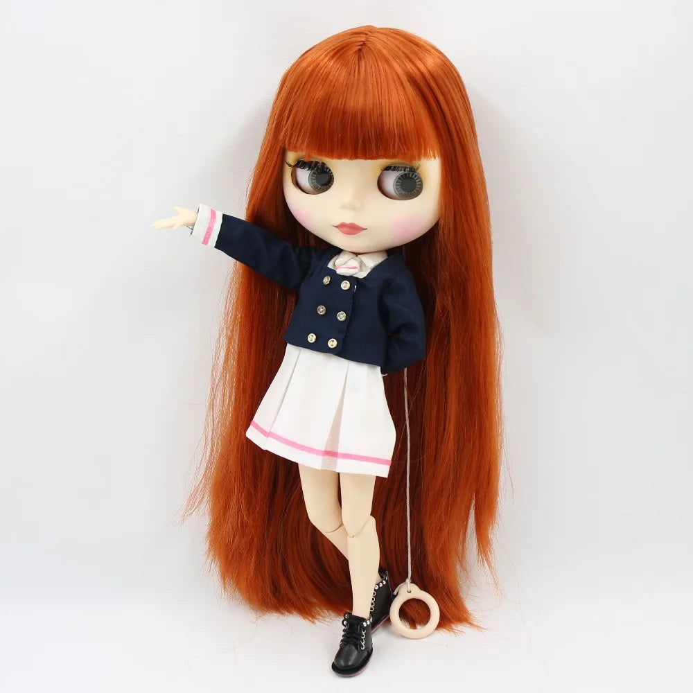 1/6 BJD Doll 30cm Red Brown Hair Jointed Body – Collectible Fashion Doll