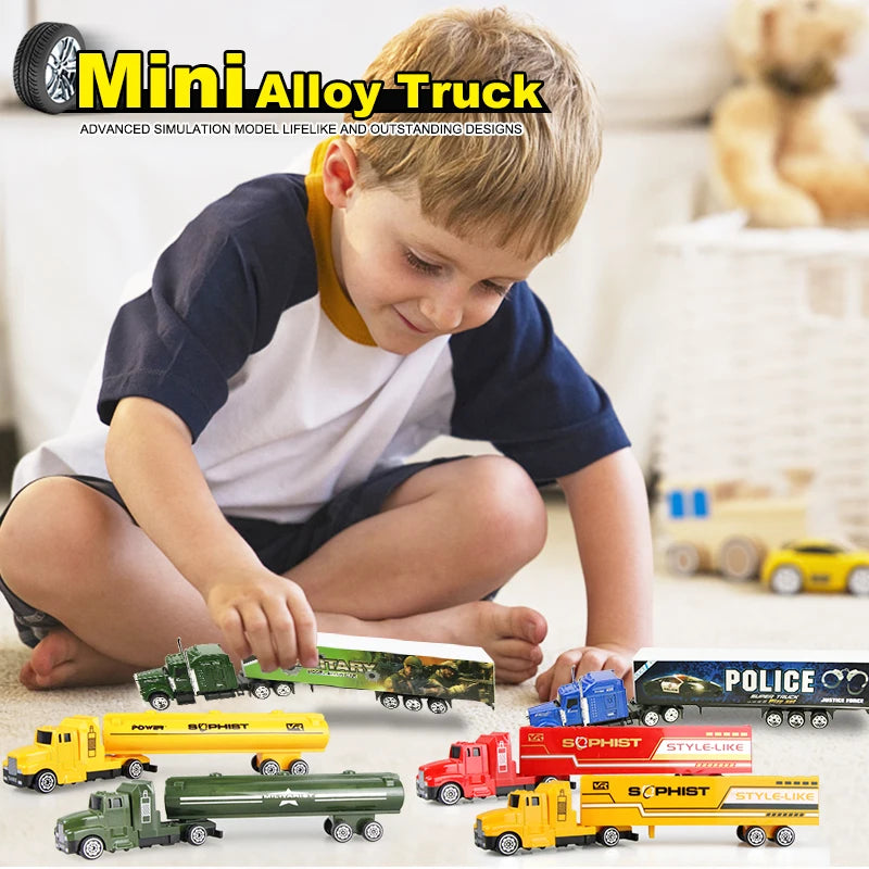 Diecast Container Truck 1:87 Alloy Vehicle Model Toy