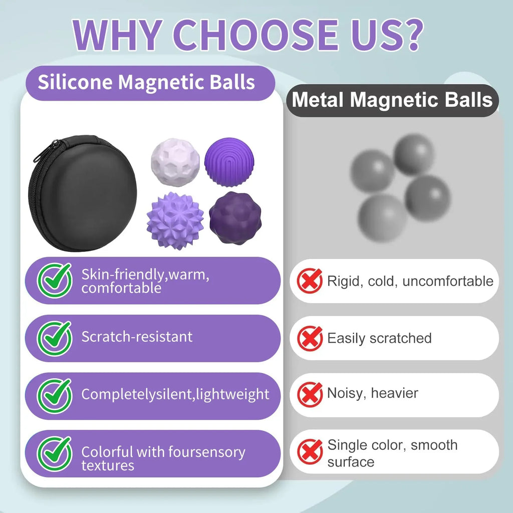 Magnetic Sensory Fidget Balls – Silicone Quiet Fidget Toy