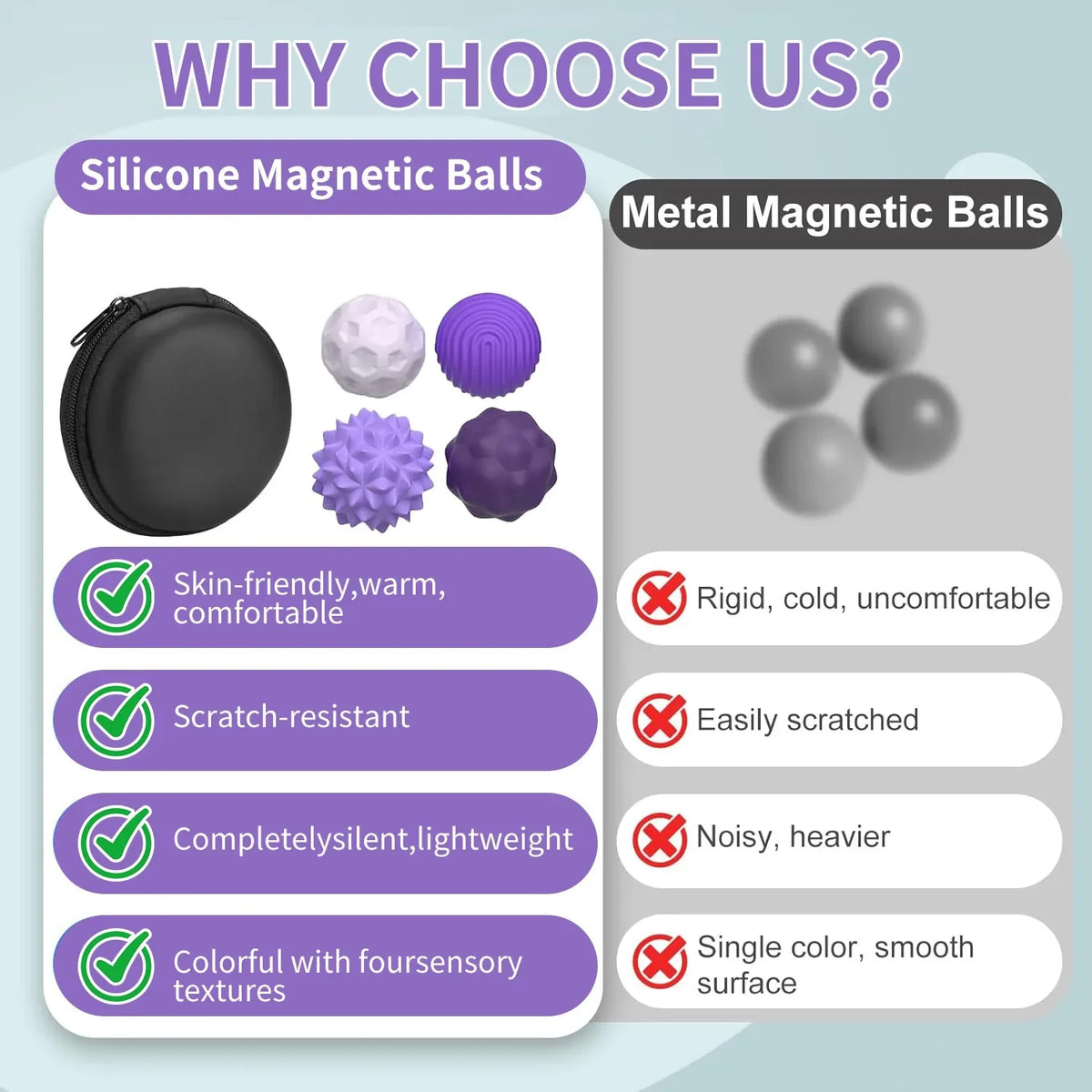 Magnetic Sensory Fidget Balls – Silicone Quiet Fidget Toy
