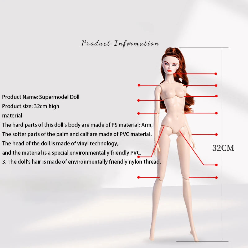 Fashion Doll – 1/6 32cm Supermodel Doll with PVC Design