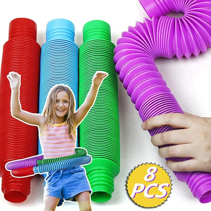 Pop Tubes Fidget Toy – Colorful Stretchy Sensory Tubes Set