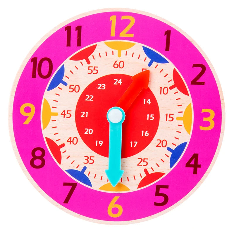 Wooden Learning Clock – Montessori Time Teaching Toy for Kids