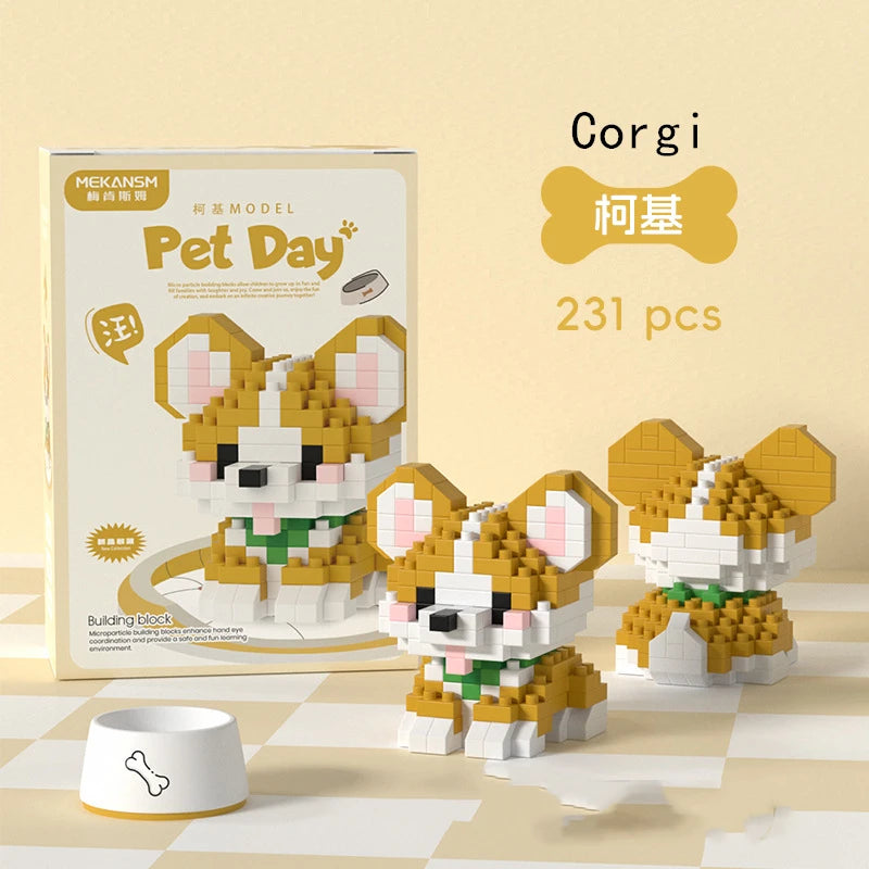 Mini Pet Building Blocks Dog & Cat Model Set