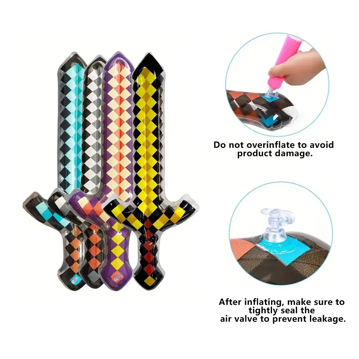 Pixel Style Toys Gemstone Sword Gold Sword Toys Home Games Inflatable Supplies Swords Christmas Gifts