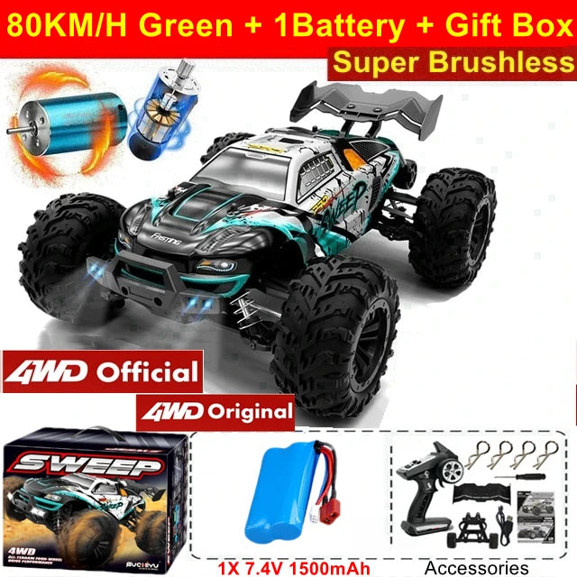 High Speed RC Car 1:16 4WD Brushless Off Road Drift Racing Buggy