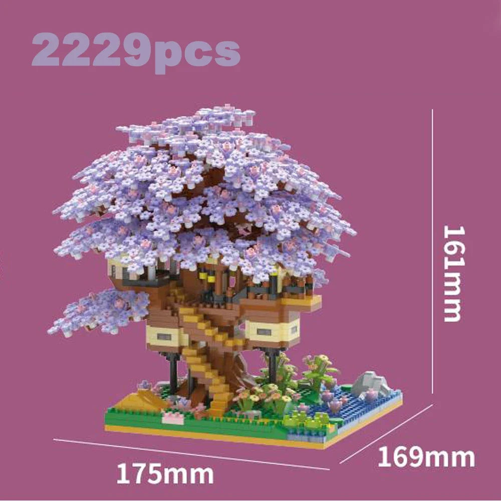 Cherry Blossom Building Blocks – Purple Tree House Model Set