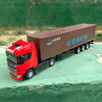 1/50 Simulation Large Truck Toy Car Model Alloy Diecast Transport Container Vehicle Car For Boy Gifts with Sound Light Pull Back