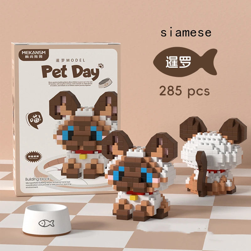 Mini Pet Building Blocks Dog & Cat Model Set