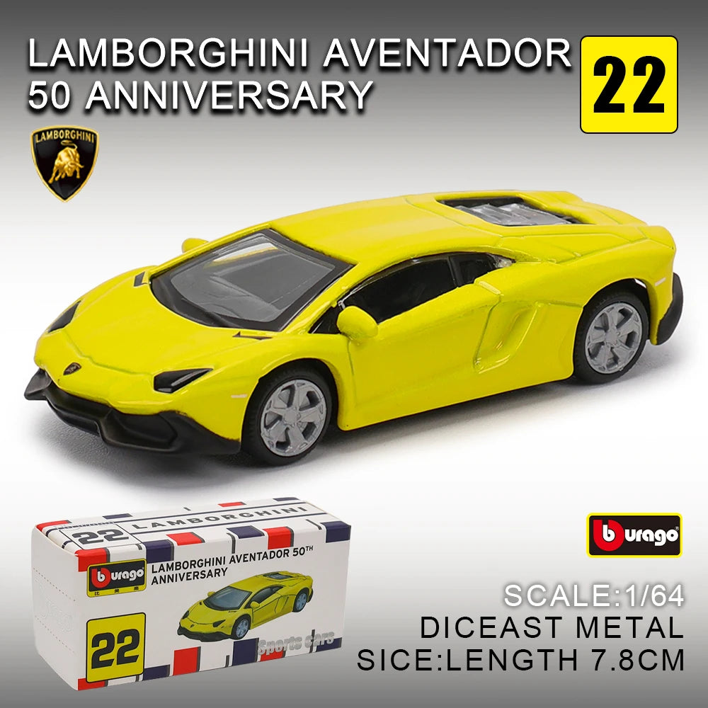 Bburago 1:64 golf Porsche 911 Shelby Raventon Mustang Lamborghini Collection Series Car Die Casting Model Children's Gift Toy