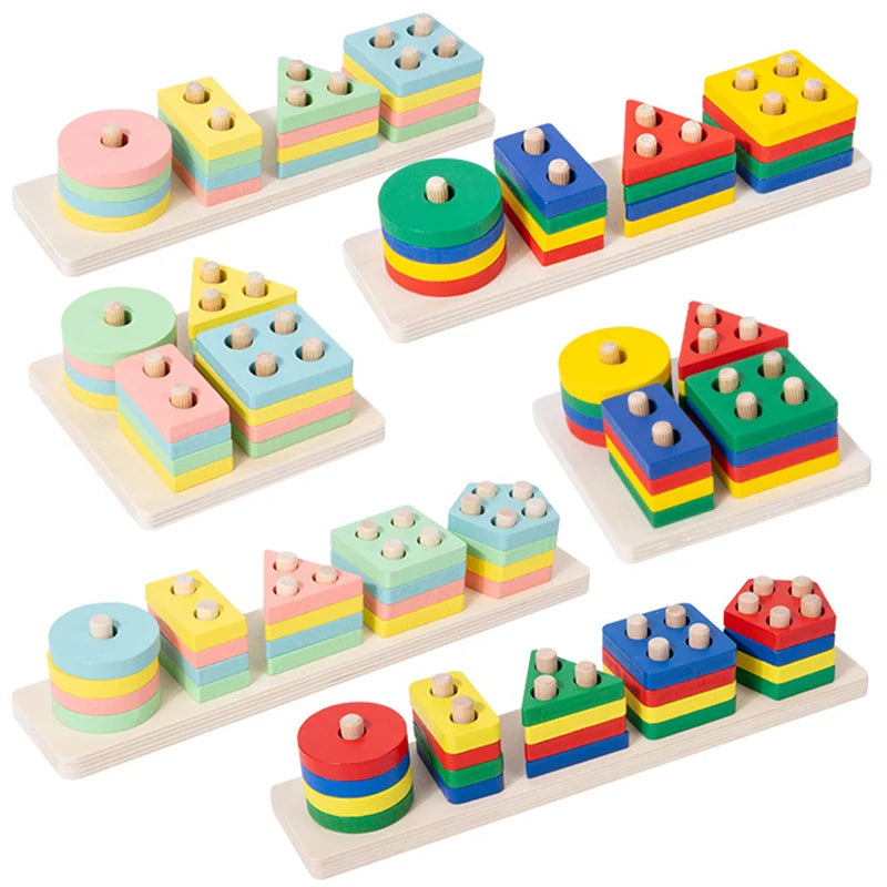 Wooden Shape Sorting Toy – Montessori Color Matching Puzzle