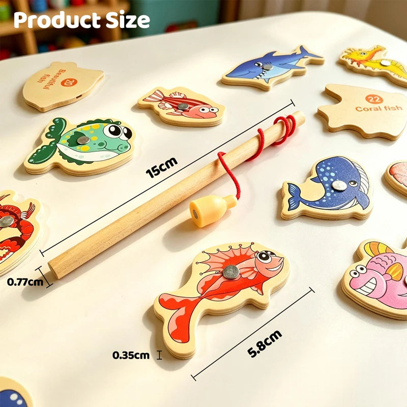 Wooden Magnetic Fishing Toy – Montessori Marine Learning Game