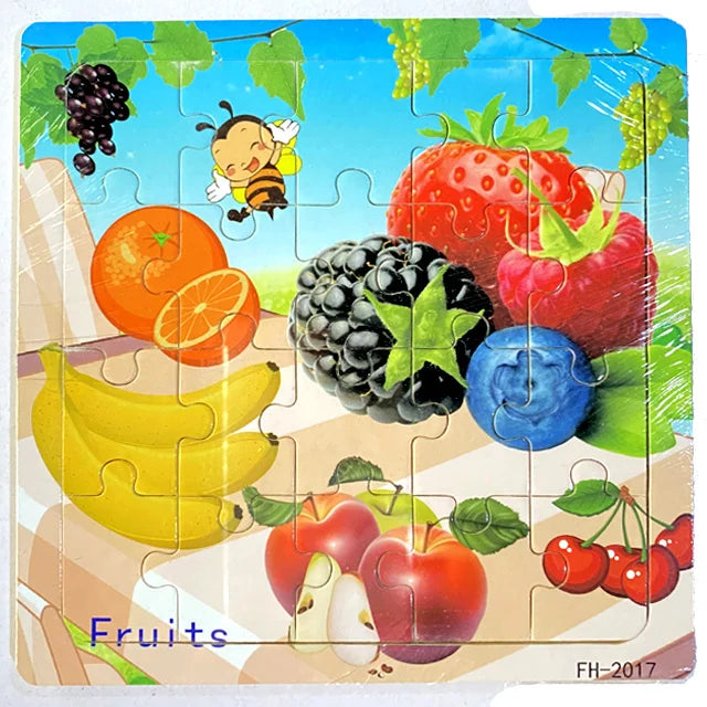 Wooden 3D Puzzle – Cartoon Animal Jigsaw Toy for Kids