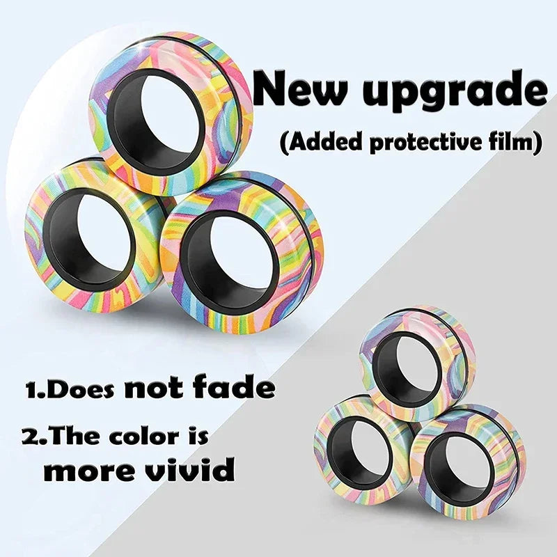 Magnetic Fidget Rings – 3PCS Rotating Sensory Spinner Toy