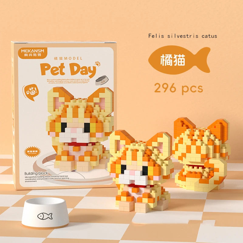 Mini Pet Building Blocks Dog & Cat Model Set