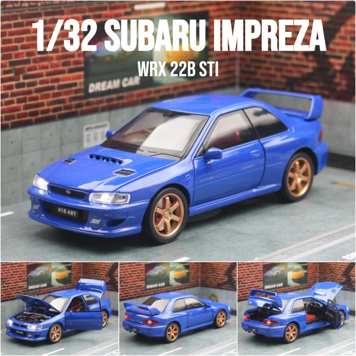 Diecast JDM Car Model – 1:32 Pull Back Toy with Lights