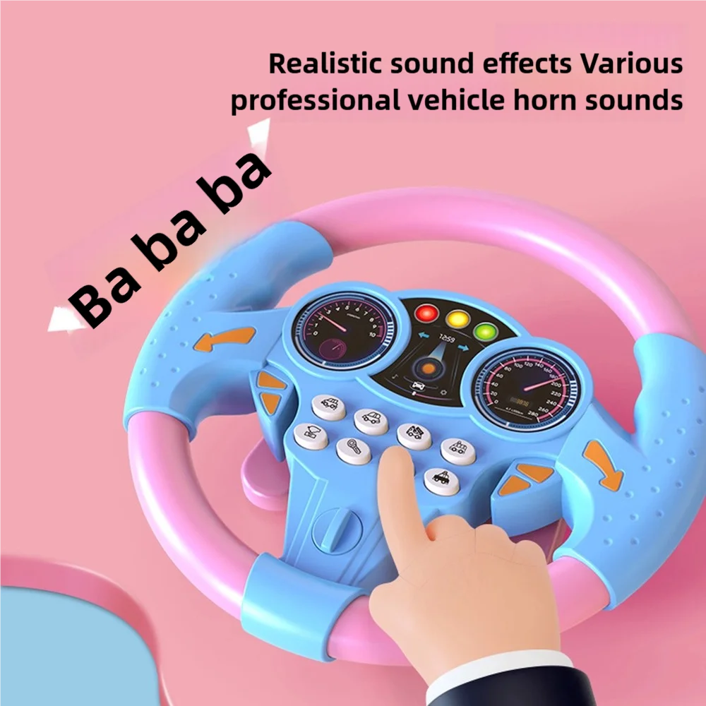 Children's Steering Wheel Toy, Simulated Co-Pilot 360-Degree Rotating Music Steering Wheel, Educational Enlightenment Toy