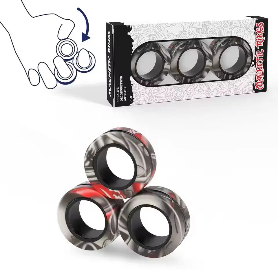 Magnetic Fidget Rings – 3-Piece Stress Relief Spinner Toy