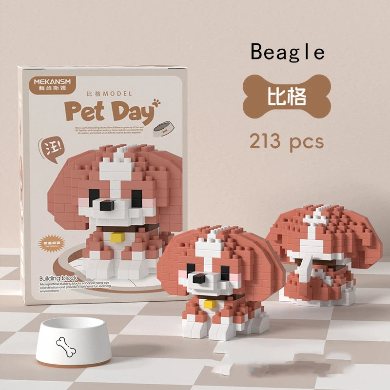 Mini Pet Building Blocks Dog & Cat Model Set
