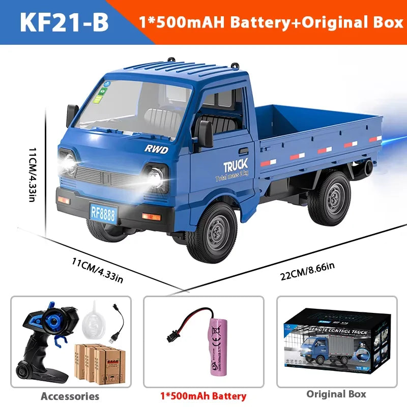 Mini Remote Control Truck 1:18 RC Cargo Van with LED Lights