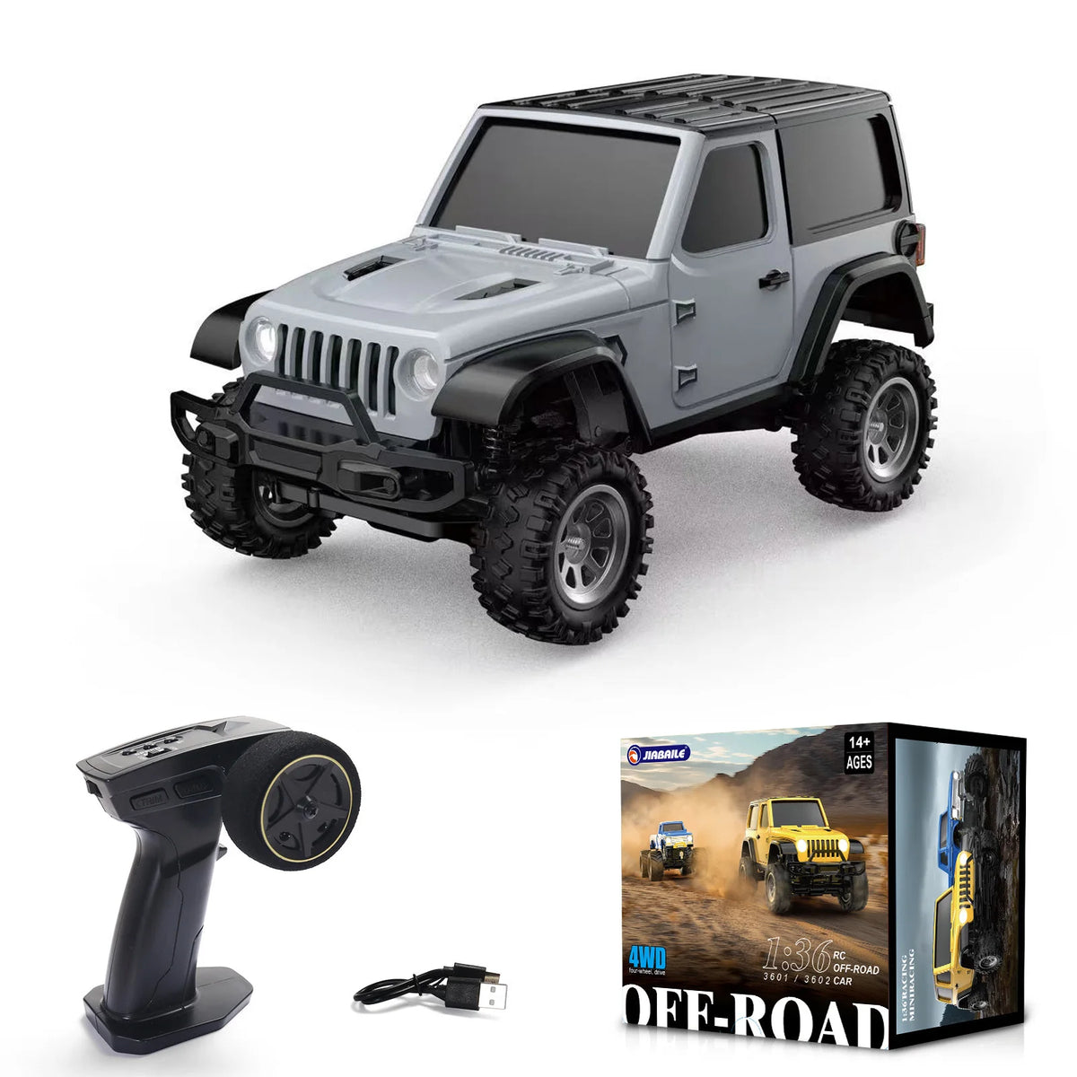 Mini RC Crawler Car 4WD Off-Road with Lights, Remote Control