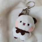 1/2Pcs New Panda Bubu and Yier Plush Pendant Keychain Dolls Cute Cartoon Panda Bear Key Ring Backpack Pendant Couple Gifts
