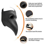 Black Rubber Plague Doctor Mask Costume Halloween Cartoon Spooky Steampunk Gas Latex Mask for Kids and Adults Cosplay Props