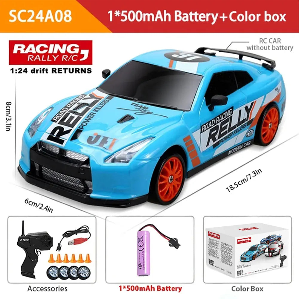 Remote Control Car 4WD Drift Racing Vehicle with LED Lights, 1:24 Scale