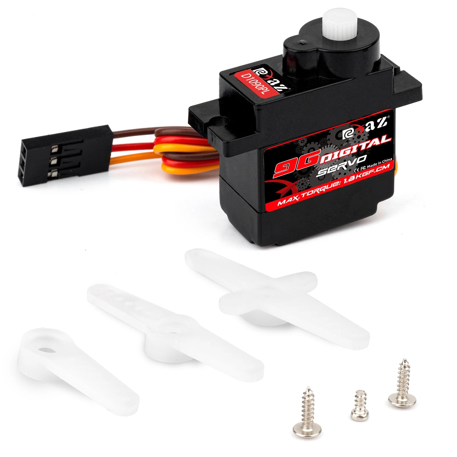 RCXAZ 9g Plastic/Iron/Copper Gear 1.6KG Digital Servo for RC Fixed-Wing Airplane Robot Car Boat Duct Plane Small Servo Motor