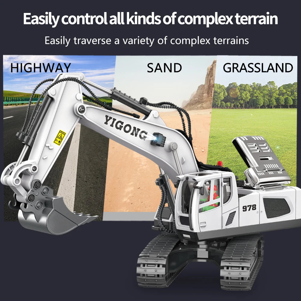 Remote Control Excavator RC Construction Truck with 10-Channel Control