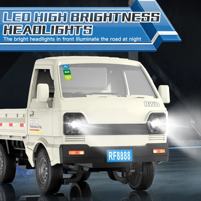 Mini Remote Control Truck 1:18 RC Cargo Van with LED Lights