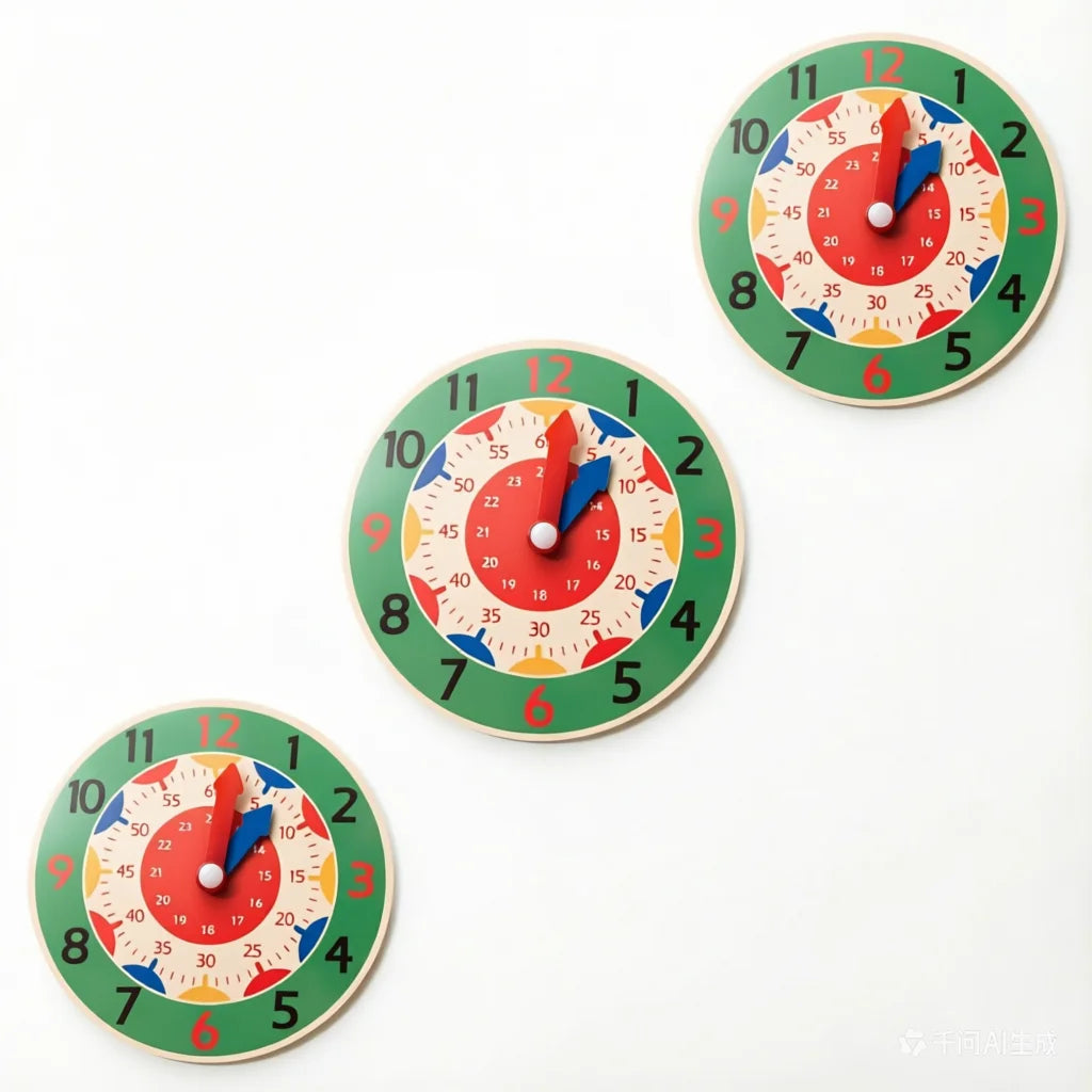 Wooden Learning Clock – Montessori Time Teaching Toy for Kids