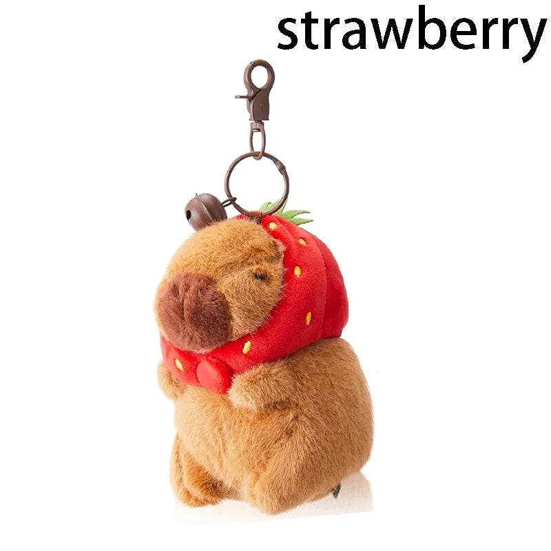 Capybara Plush Toy Kawaii Stuffed Animals Fluffy Capybara With Strawberry Tortoise Slap Bracelet keychain Birthday Gift