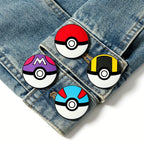 4pcs Poké Ball Enamel Pin Set Classic, Master, Ultra & Great Ball Brooch Badges for Fans, Cosplay & Daily Decoration