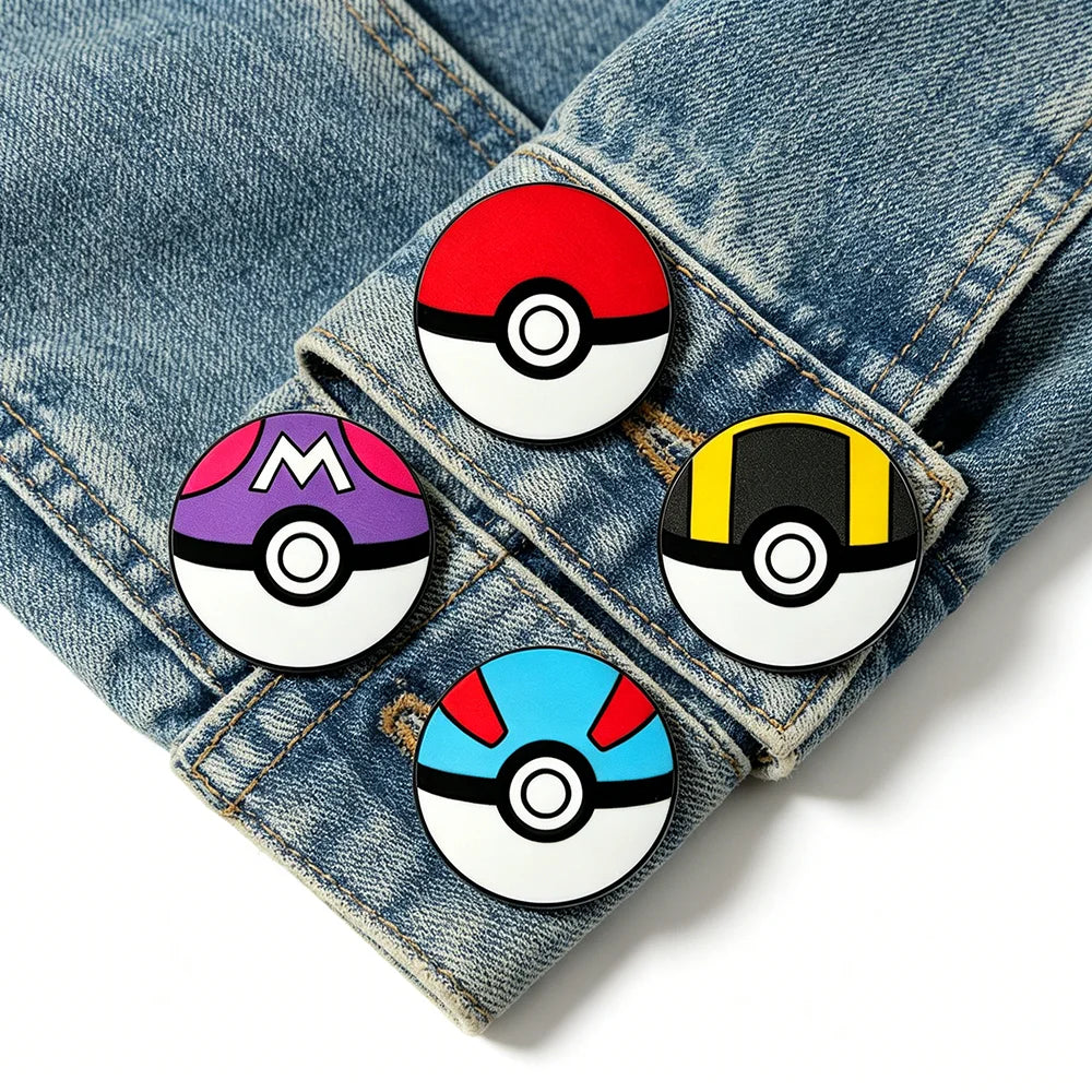 4pcs Poké Ball Enamel Pin Set Classic, Master, Ultra & Great Ball Brooch Badges for Fans, Cosplay & Daily Decoration