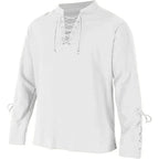 Men's Long Sleeve Shirts Lace Up V-neck Cuff Medieval Pirate Dress Up Streetwear Halloween Gothic Punk Style Men's Clothing