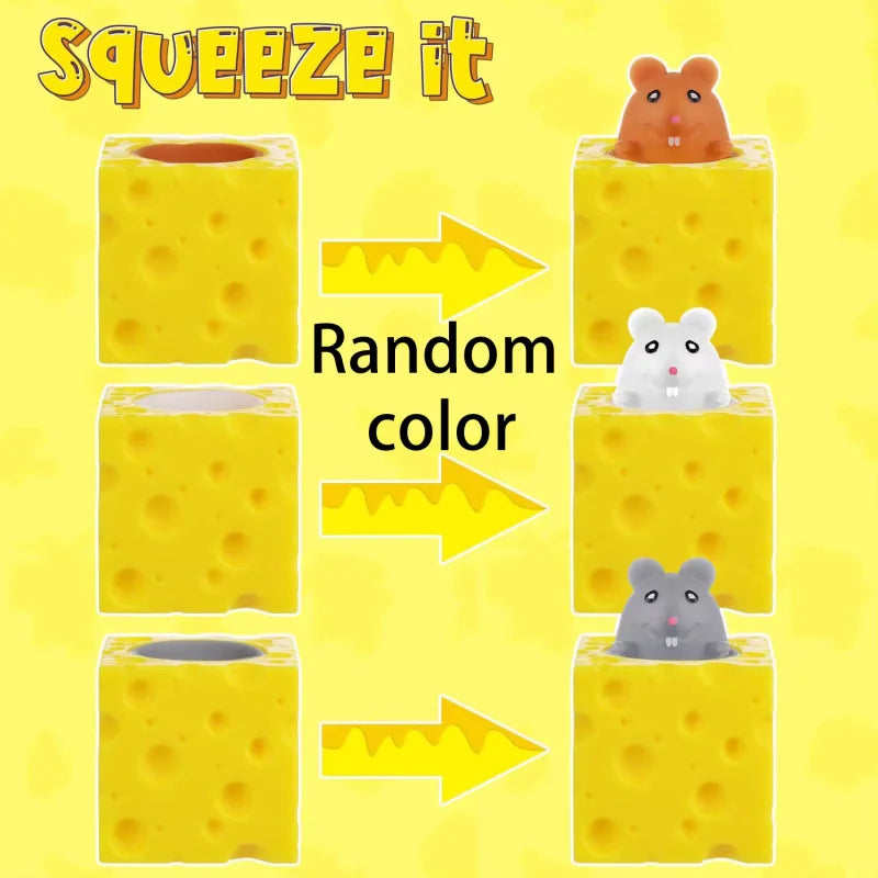 Mouse Cheese Squeeze Toy – Pop Up Interactive Fidget