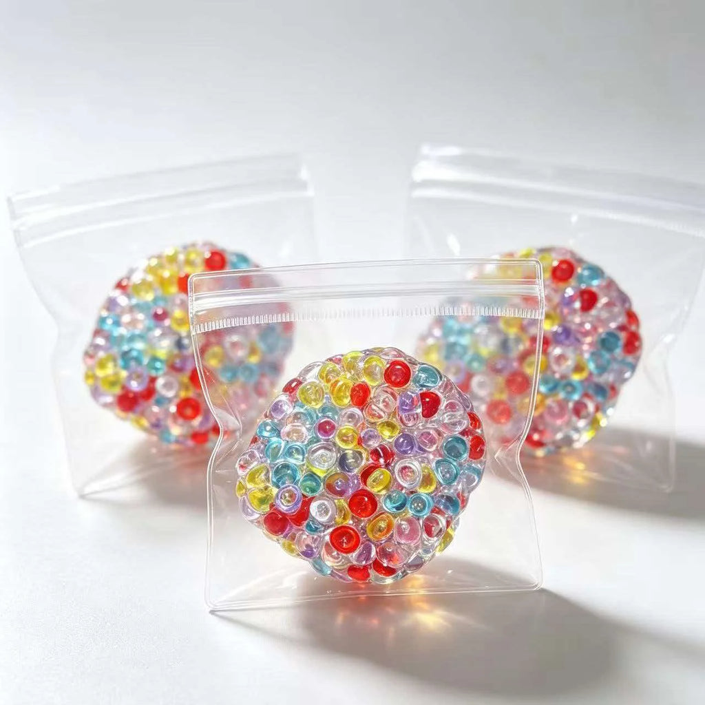Ice Cube Fidget Toy – Colorful Bead Squishy Stress Relief Ball