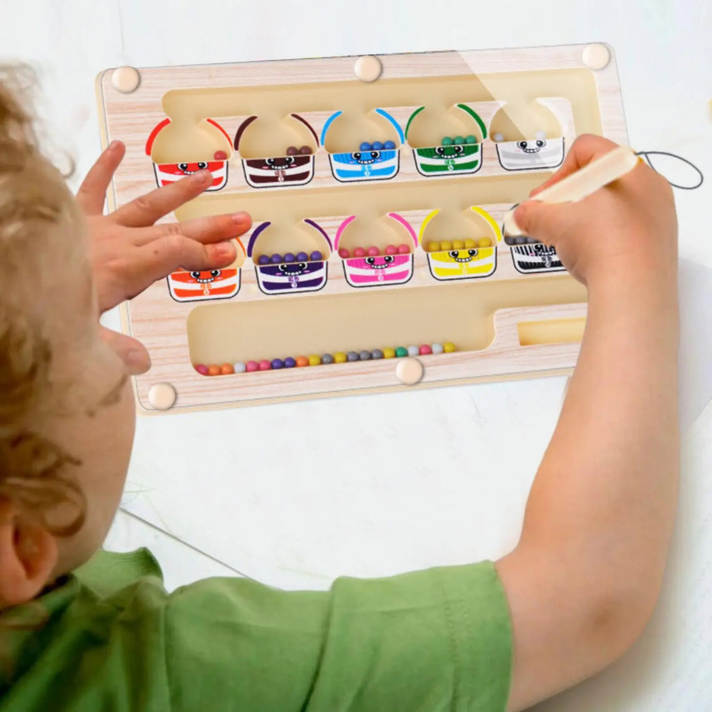 Magnetic Color and Number Maze – Wooden Sorting Puzzle Toy