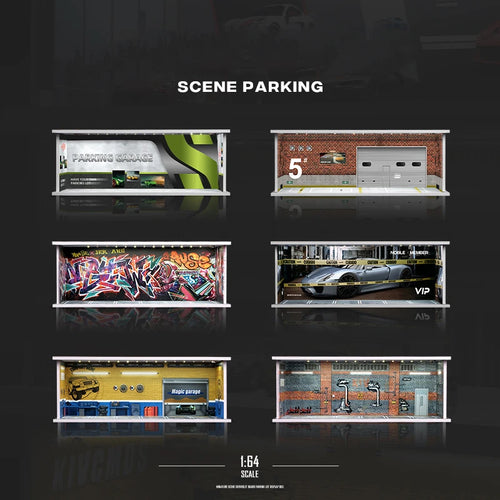 1/64 Garage scene Model Scene with Light Version Simulation Model Scene Decoration Collect (Excluding dolls and car models)