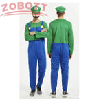 Anime Super Luigi Brothers Cosplay Adult Men and Women Boys Girls Jumpsuit Beard Hat Set Halloween Costume Props