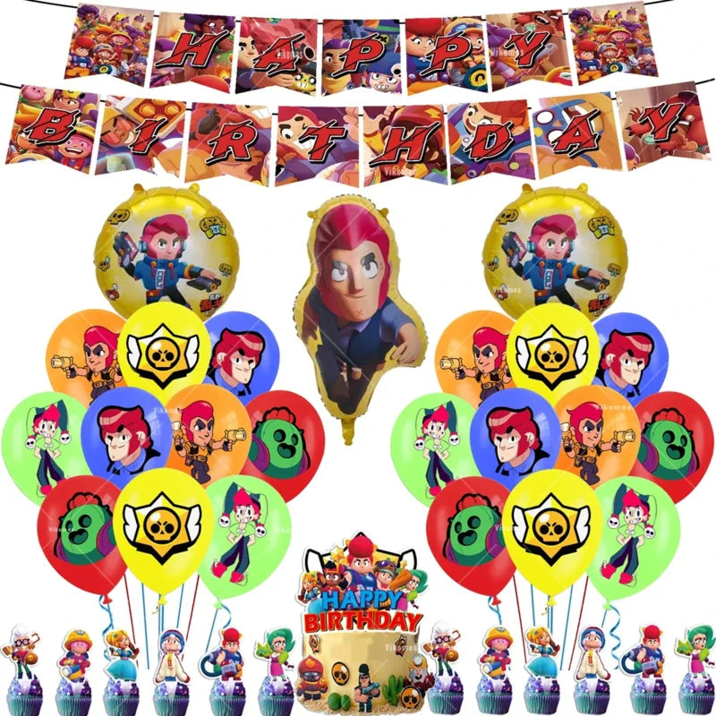 Birthday Party Decorations Set – Banner, Balloons & Cake Toppers