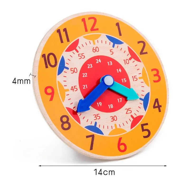 Wooden Learning Clock – Montessori Time Teaching Toy for Kids