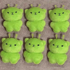 12pc Mini Alien Cat Plush Pendant Keyring Green Soft Plush Portable Key Chains Super Cute Handmade Doll Bags Pendant Gifts Decor